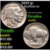 Image 1 : 1937-p Buffalo Nickel 5c Grades GEM Unc