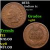 Image 1 : 1875 Indian Cent 1c Grades vg+