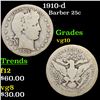 Image 1 : 1910-d Barber Quarter 25c Grades vg+