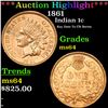 Image 1 : ***Auction Highlight*** 1861 Indian Cent 1c Graded Choice Unc BY USCG (fc)