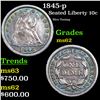 Image 1 : 1845-p Seated Liberty Dime 10c Graded ms62 By SEGS