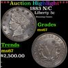 Image 1 : ***Auction Highlight*** 1883 N/C Liberty Nickel 5c Graded ms67 By SEGS (fc)