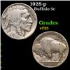 Image 1 : 1928-p Buffalo Nickel 5c Grades vf++