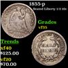 Image 1 : 1855-p Seated Liberty Half Dime 1/2 10c Grades vf++