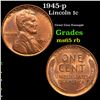 Image 1 : 1945-p Lincoln Cent 1c Grades GEM Unc RB