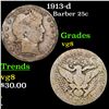 Image 1 : 1913-d Barber Quarter 25c Grades vg, very good