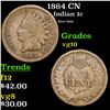 Image 1 : 1864 CN Indian Cent 1c Grades vg+