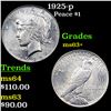 Image 1 : 1925-p Peace Dollar $1 Grades Select+ Unc