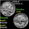 Image 1 : 1938-d Buffalo Nickel 5c Grades Select Unc