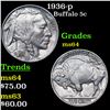 Image 1 : 1936-p Buffalo Nickel 5c Grades Choice Unc