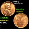 Image 1 : 1958-p Lincoln Cent 1c Grades GEM+ Unc RD