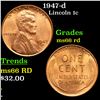 Image 1 : 1947-d Lincoln Cent 1c Grades GEM+ Unc RD