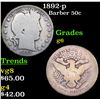 Image 1 : 1892-p Barber Half Dollars 50c Grades g+