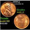 Image 1 : 1958-p Lincoln Cent 1c Grades GEM+ Unc RD