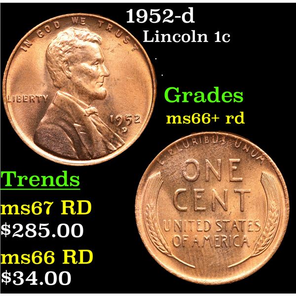 1952-d Lincoln Cent 1c Grades GEM++ RD