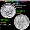 Image 1 : ***Auction Highlight*** 1919-s Mercury Dime 10c Graded Select Unc BY USCG (fc)