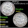 Image 1 : 1845-p Seated Liberty Half Dime 1/2 10c Graded ms62+ By SEGS