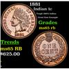 Image 1 : 1881 Indian Cent 1c Grades GEM Unc RB