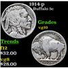 Image 1 : 1914-p Buffalo Nickel 5c Grades vg+