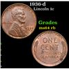 Image 1 : 1936-d Lincoln Cent 1c Grades Choice Unc RB