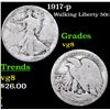 Image 1 : 1917-d Walking Liberty Half Dollar 50c Grades vg, very good.