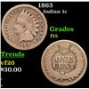 Image 1 : 1863 Indian Cent 1c Grades f+