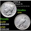 Image 1 : 1921-p Peace Dollar $1 Grades xf+
