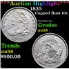 Image 1 : ***Auction Highlight*** 1835 Capped Bust Dime 10c Graded Choice AU/BU Slider BY USCG (fc)