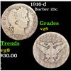 Image 1 : 1916-d Barber Quarter 25c Grades vg, very good