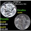 Image 1 : 1940-p Mercury Dime 10c Grades GEM+ Unc