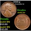 Image 1 : 1910-p Lincoln Cent 1c Grades Select Unc BN