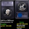Image 1 : Proof 1971-s Silver Eisenhower Dollar $1 Graded pr69+ DCAM BY SEGS
