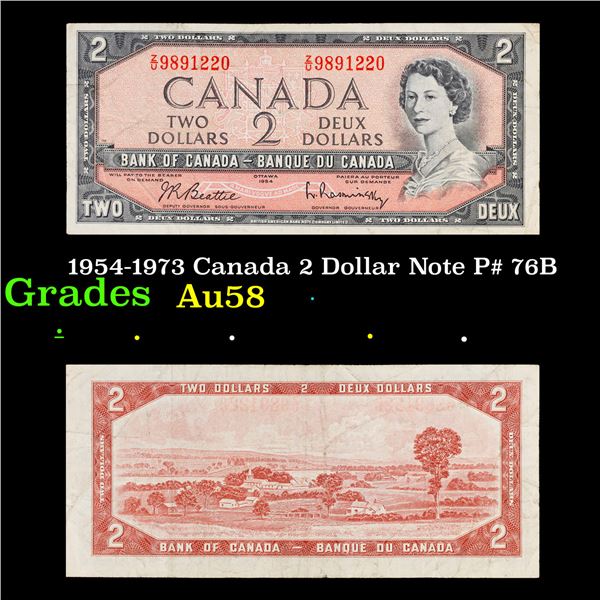 1954-1973 Canada 2 Dollar Note P# 76B Grades Choice AU/BU Slider