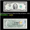 Image 1 : 1976 $2 Federal Reserve Note 1st Day of Issue, with Stamp Grades Gem CU