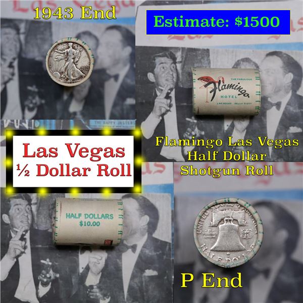 ***Auction Highlight*** Old Casino 50c Roll $10 Halves Las Vegas Casino Flamingo 1943 Walker & P fra