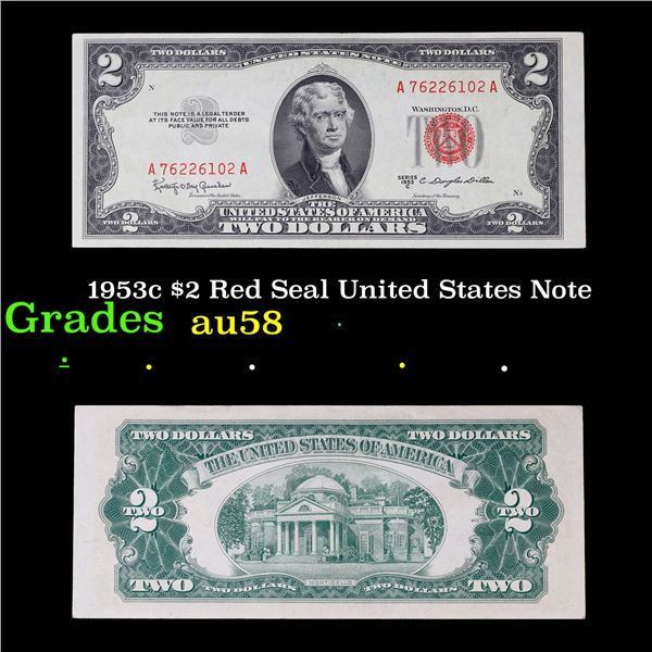 1953c $2 Red Seal United States Note Grades Choice AU/BU Slider