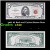 Image 1 : 1963 $5 Red seal United States Note Grades xf