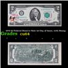 1976 $2 Federal Reserve Note 1st Day of Issue, with Stamp Grades Choice CU