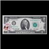 Image 2 : 1976 $2 Federal Reserve Note 1st Day of Issue, with Stamp Grades Choice CU
