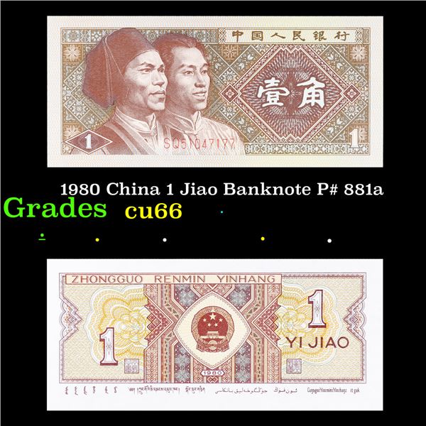 1980 China 1 Jiao Banknote P# 881a Grades Gem+ CU