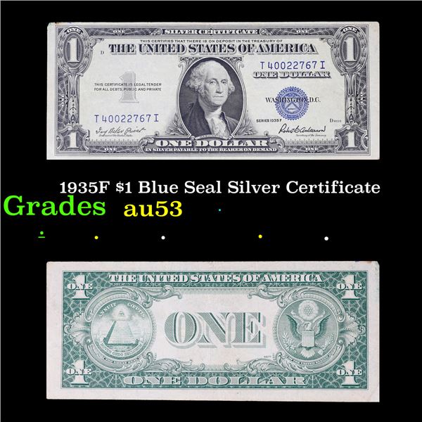1935F $1 Blue Seal Silver Certificate Grades Select AU