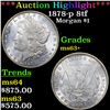 Image 1 : ***Auction Highlight*** 1878-p 8tf Morgan Dollar $1 Graded ms63+ By SEGS (fc)
