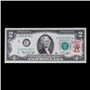 Image 2 : 1976 $2 Federal Reserve Note 1st Day of Issue, with Stamp Grades Gem CU
