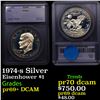 Image 1 : Proof 1974-s Silver Eisenhower Dollar $1 Graded pr69+ DCAM BY SEGS