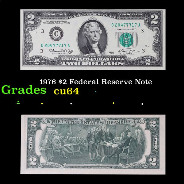 1976 $2 Federal Reserve Note Grades Choice CU