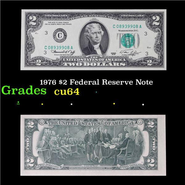 1976 $2 Federal Reserve Note Grades Choice CU