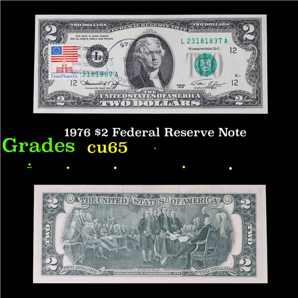 1976 $2 Federal Reserve Note Grades Gem CU