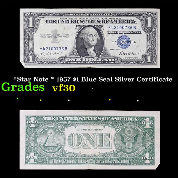 *Star Note * 1957 $1 Blue Seal Silver Certificate Grades vf++