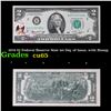 Image 1 : 1976 $2 Federal Reserve Note 1st Day of Issue, with Stamp Grades Gem CU