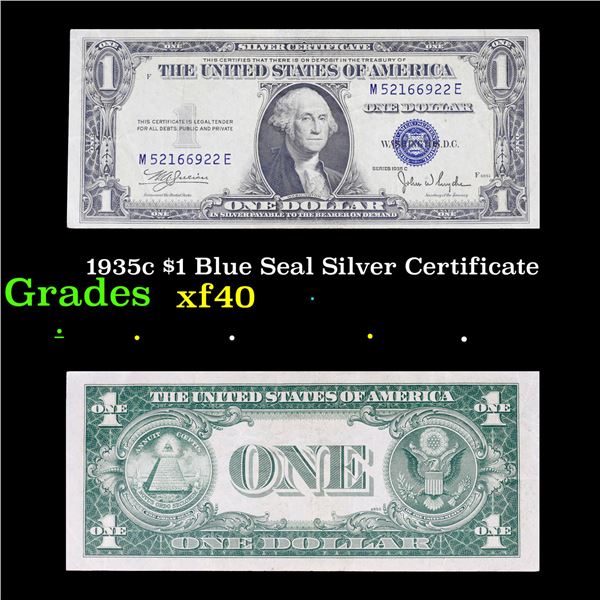 1935c $1 Blue Seal Silver Certificate Grades xf